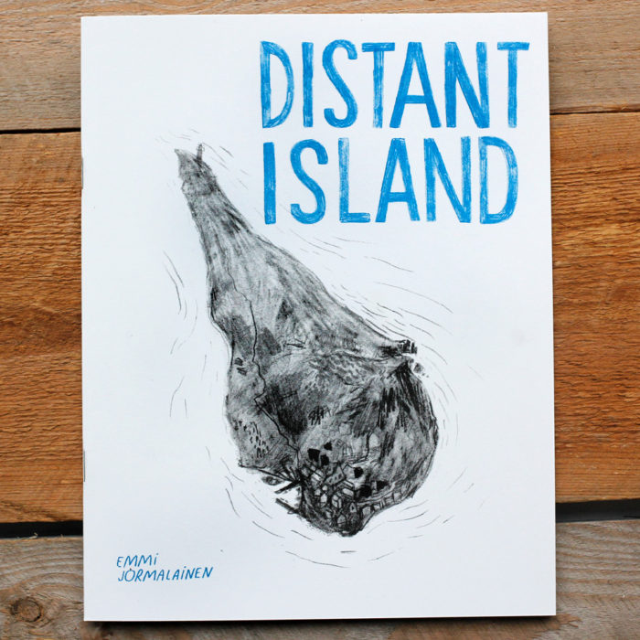 Black and white cover for art zine Distant Island