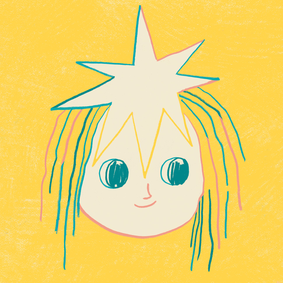 Color drawing of a girl with star in her head