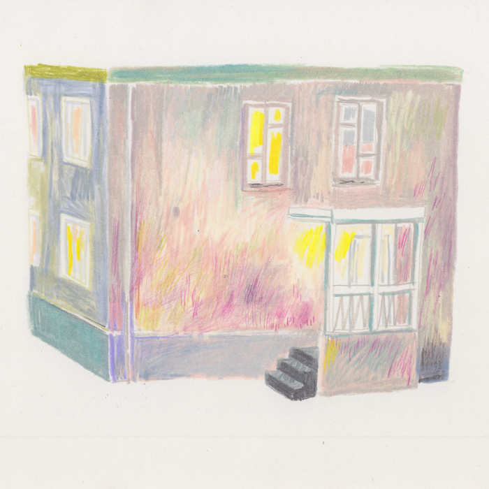 Color pencil drawing of a house in Reykjavik