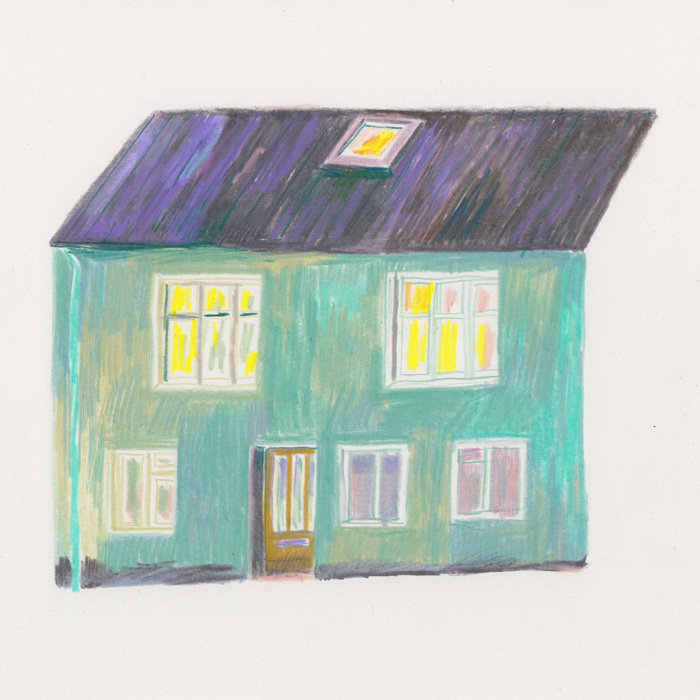 Color pencil drawing of a house in Reykjavik